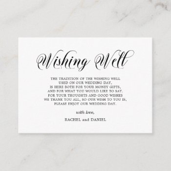 Wishing Well White Black Calligraphy Wedding Enclosure Card by UniqueWeddingShop at Zazzle