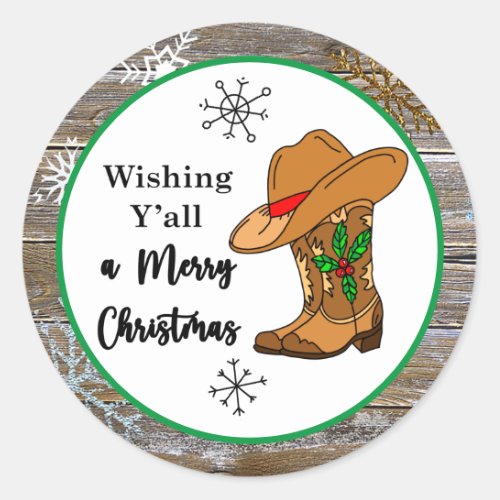 Wishing Yall a Merry Christmas Classic Round St  Classic Round Sticker
