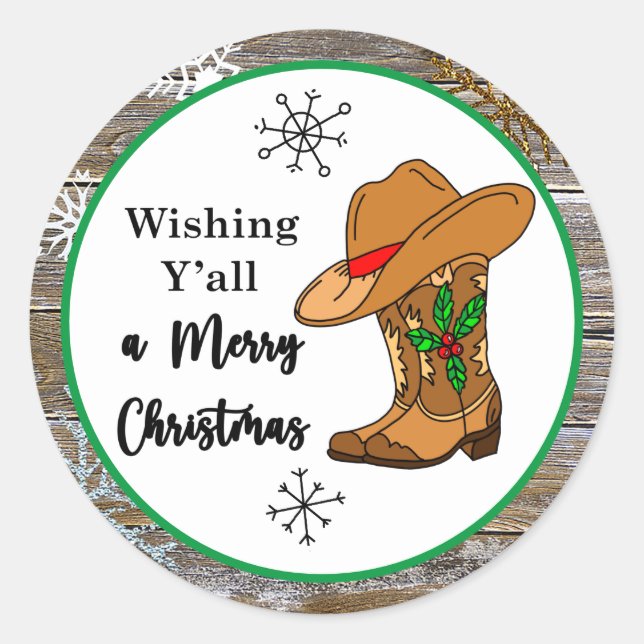 Wishing Y'all a Merry Christmas Classic Round St  Sticker (Front)
