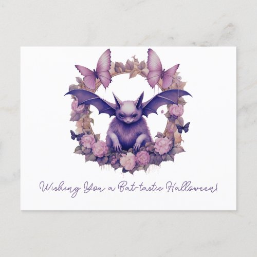 Wishing You a Bat_tastic Halloween Holiday Postcard