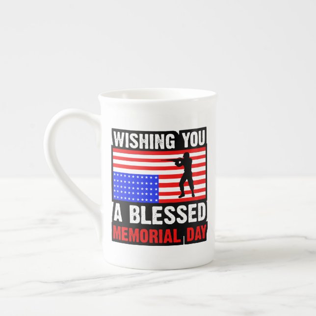 Wishing You A Blessed Memorial Day-62237 Bone China Mug (Left)