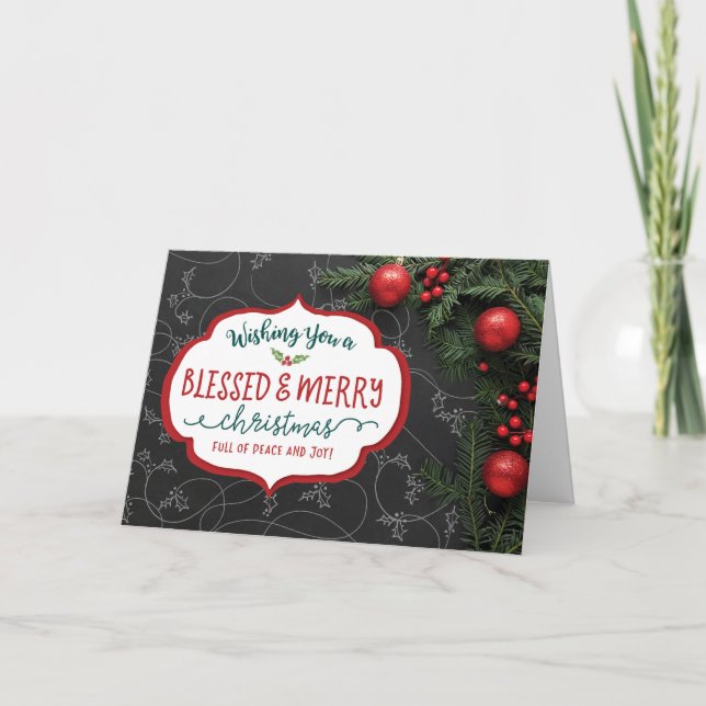 Wishing you a Blessed & Merry Christmas Holiday Card (Front)