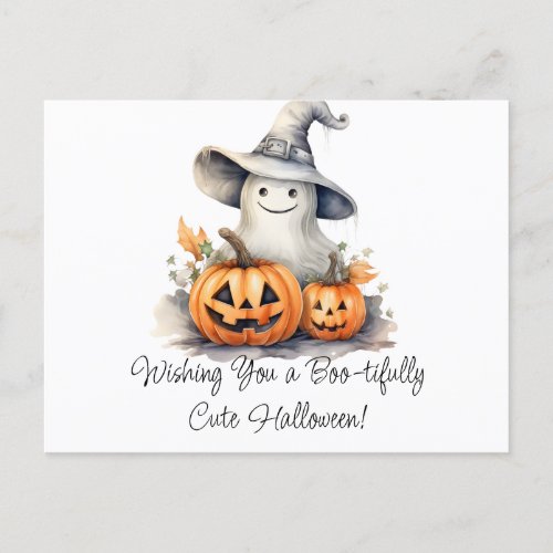Wishing You a Boo_tifully Cute Halloween Holiday Postcard