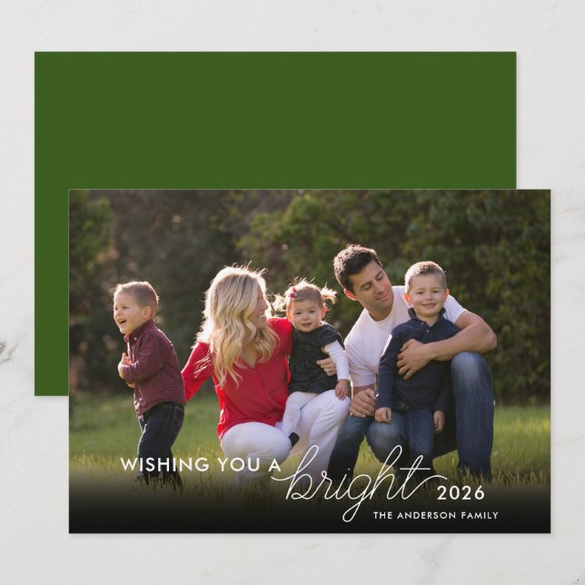 Wishing You a Bright 2026 Photo New Years Holiday Card (Front/Back)