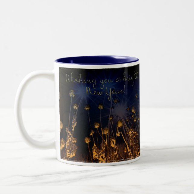 Wishing You a Bright New Year Two-Tone Coffee Mug (Left)