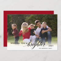 Wishing You a Brighter 2021 Photo Red New Years Holiday Card