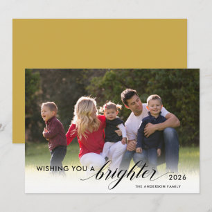 Wishing You a Brighter 2026 Photo Gold New Years Holiday Card