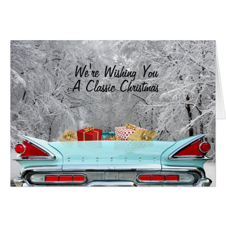 Wishing You A Classic Antique Car Christmas Card Zazzle