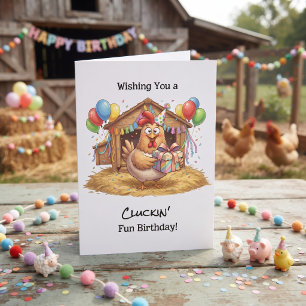Wishing you a Cluckin Fun Birthday   Funny Chicken Card