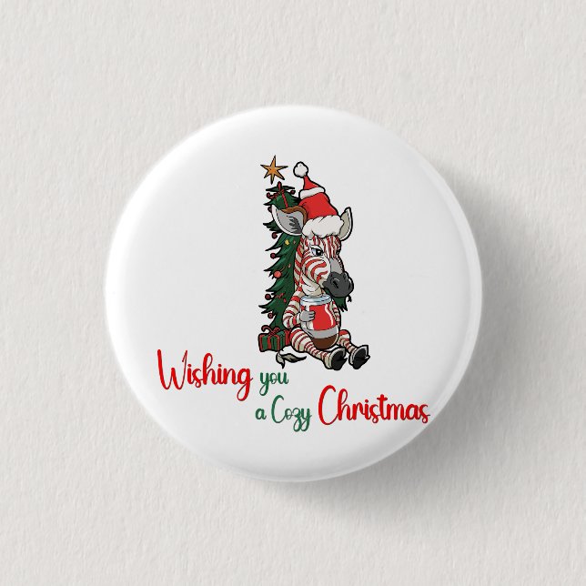 Wishing you a cozy Christmas Horse Button (Front)