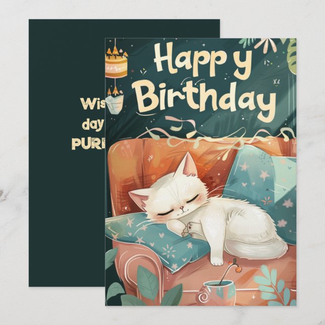Wishing You a Day Filled With PURRTH-day Love (Front/Back)