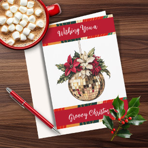 Wishing You a Groovy Christmas   Disco Ball Card