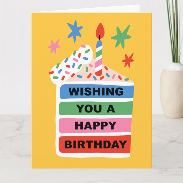 Wishing You a Happy Birthday Cake Card (Front)