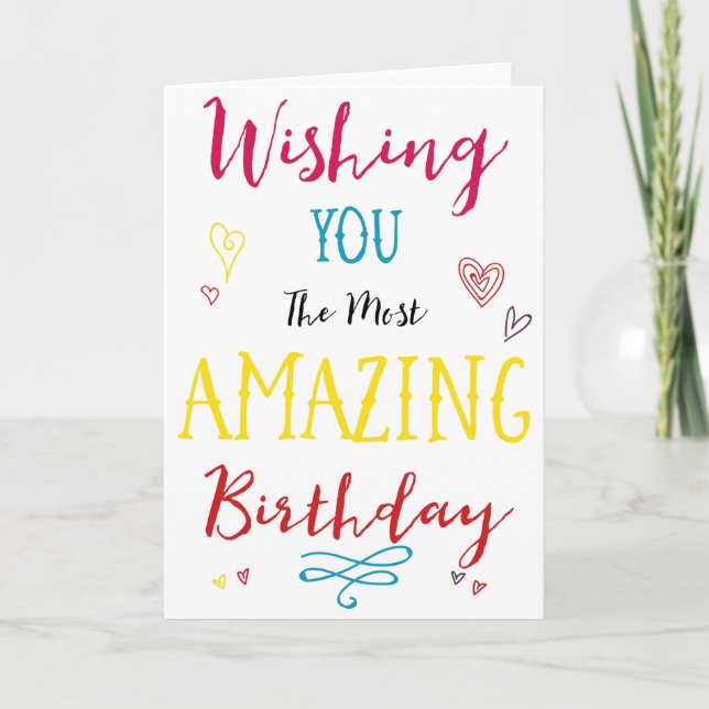 Wishing You a Happy Birthday Colorful Card (Front)