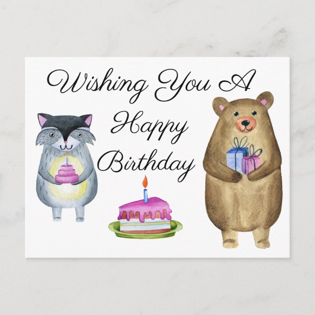 Wishing You A Happy Birthday Postcard (Front)