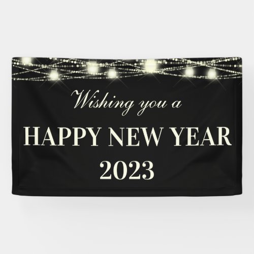 Wishing You A Happy New Year Lights Jars Black Banner