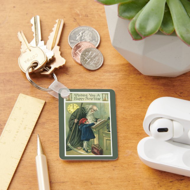 Wishing You a Happy New Year, Vintage Father Time  Keychain (Desk)