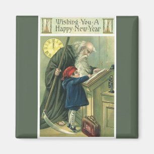 Wishing You a Happy New Year, Vintage Father Time Magnet