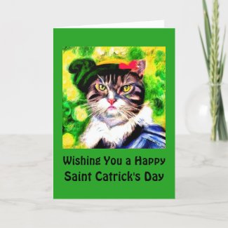 Wishing You a Happy Saint Catrick's Day Funny Cat