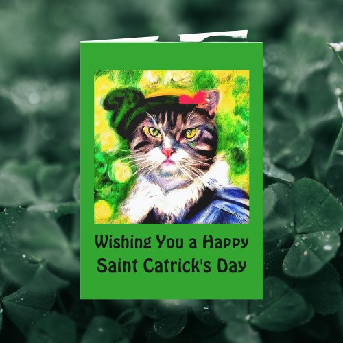 Wishing You a Happy Saint Catricks Day Funny Cat Holiday Card