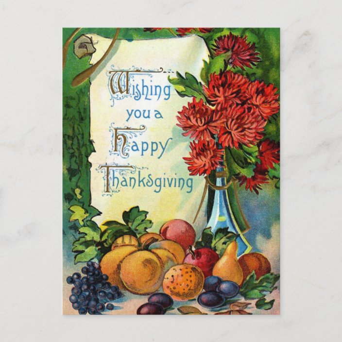 Wishing You A Happy Thanksgiving Vintage Holiday Postcard Zazzle Com