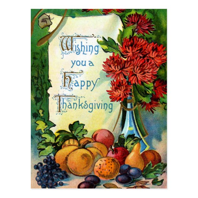 "Wishing You A Happy Thanksgiving" Vintage Postcard