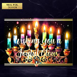 Wishing You a Joyful Glow Menorah Watercolor Foil Holiday Card<br><div class="desc">Wishing You a Joyful Glow Menorah Watercolor</div>