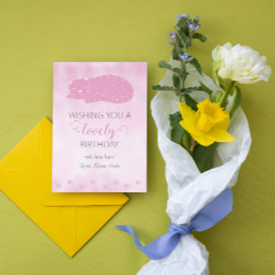Wishing You a Lovely Birthday Pink Cat Greeting Postcard