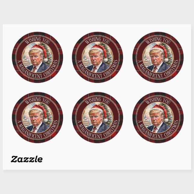 Wishing You A MAGAnificent Christmas MAGA Trump Classic Round Sticker (Sheet)
