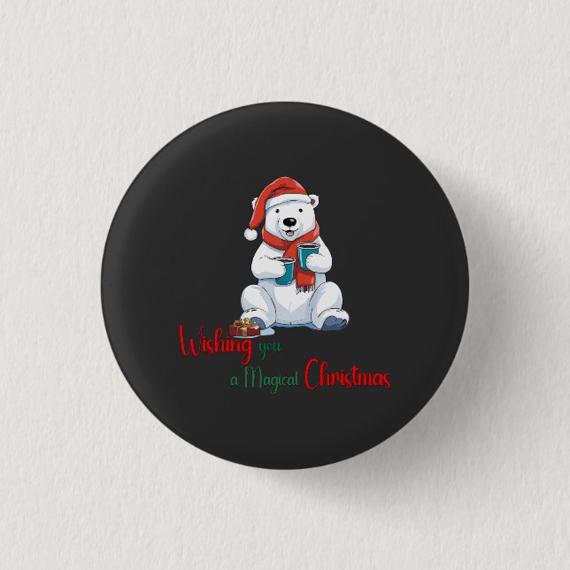 Wishing you a magical Christmas Cute Beer Button (Front)