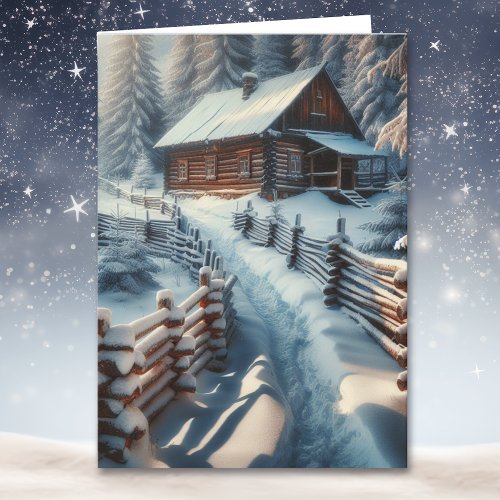 Wishing You a Magical Christmas  Log Cabin  Card