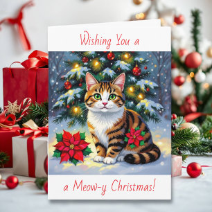 Wishing You a Meow-y Christmas Festive Holiday Card
