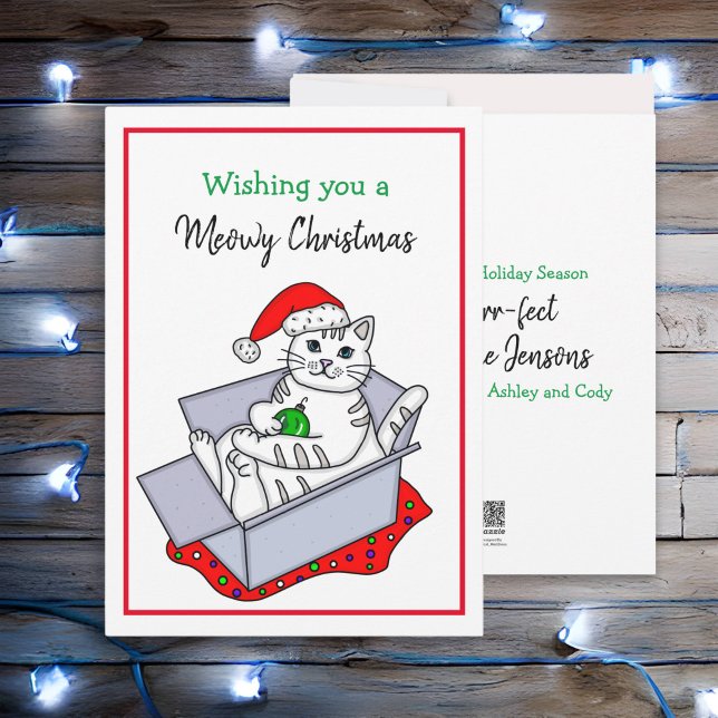 Wishing you a Meowy Christmas | Holiday Cat Pun   Card (Creator Uploaded)