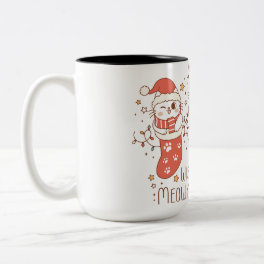 Wishing you a meowy Christmas Two-Tone Coffee Mug