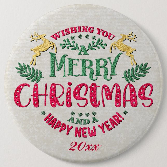 Wishing You a Merry Christmas & a Happy New Year Button (Front)