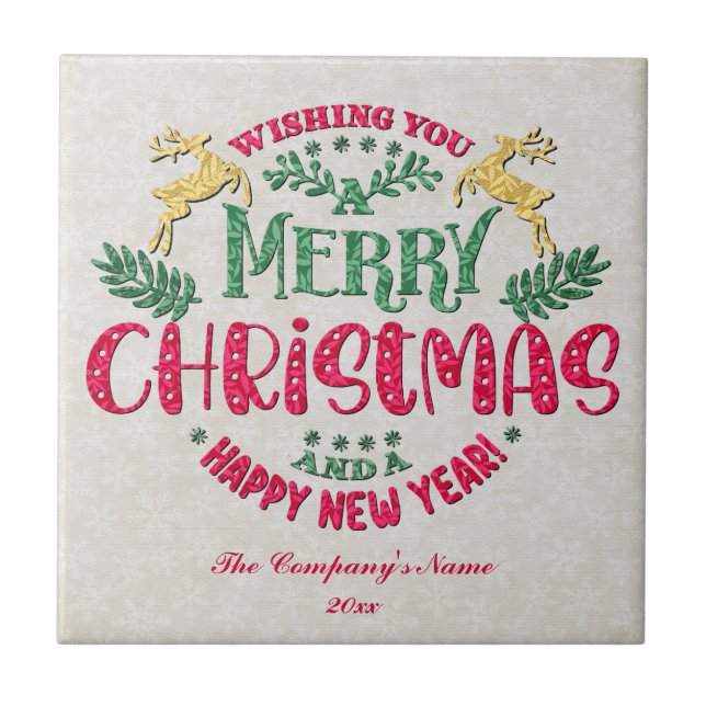 Wishing You a Merry Christmas & a Happy New Year Ceramic Tile (Front)