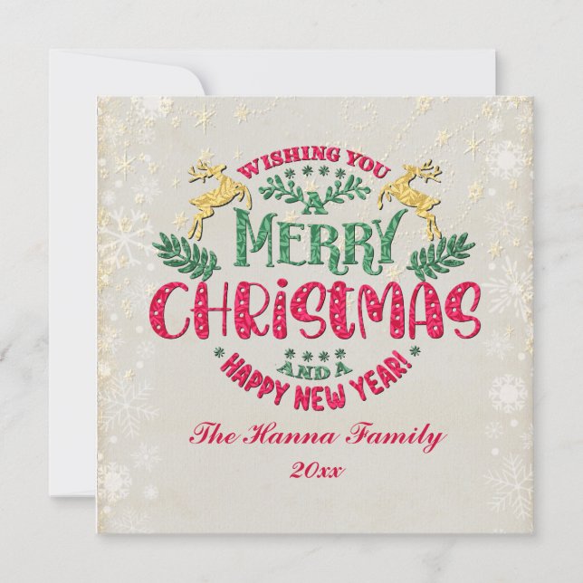 Wishing You a Merry Christmas & a Happy New Year Invitation (Front)