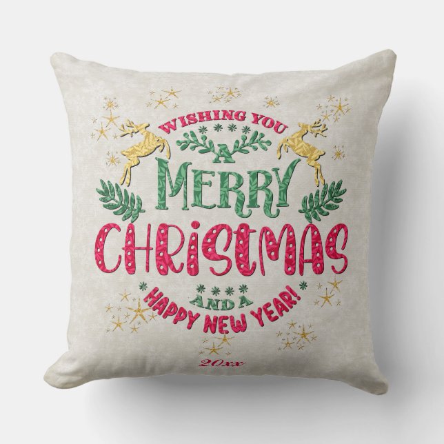 Wishing You a Merry Christmas & a Happy New Year  Throw Pillow (Front)