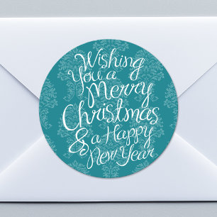 Wishing you a Merry Christmas and Happy New Year Classic Round Sticker