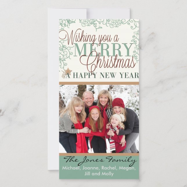 Wishing you a Merry Christmas and Happy New Year Holiday Card (Front)