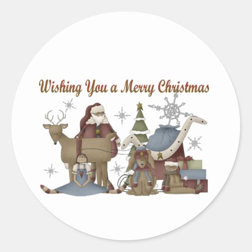 Wishing You a Merry Christmas Classic Round Sticker