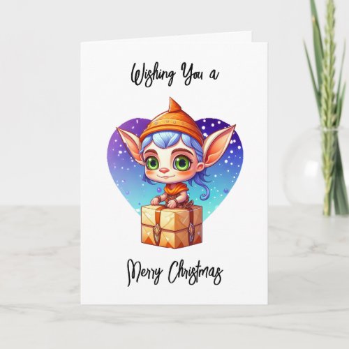 Wishing You a Merry Christmas  Cute Elf Card