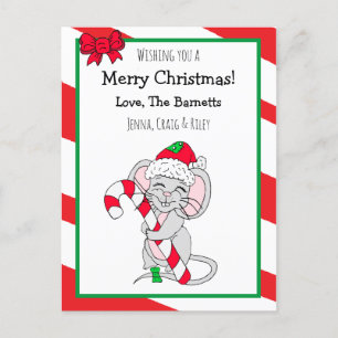 Wishing you a Merry Christmas Cute Mouse Holiday Postcard