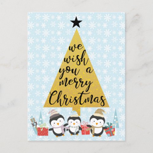 Wishing You A Merry Christmas  Family Photo Holiday Postcard