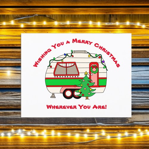 Wishing You a Merry Christmas from a Traveler Holiday Postcard