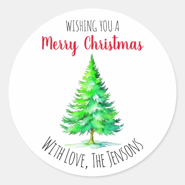 Wishing You a Merry Christmas Personalized Classic Round Sticker (Front)