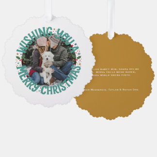 Wishing You a Merry Christmas Personalized Photo Ornament Card