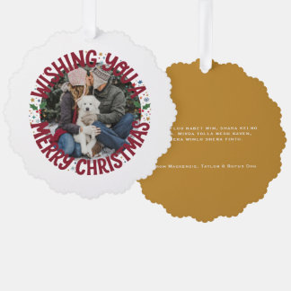 Wishing You a Merry Christmas Personalized Photo Ornament Card