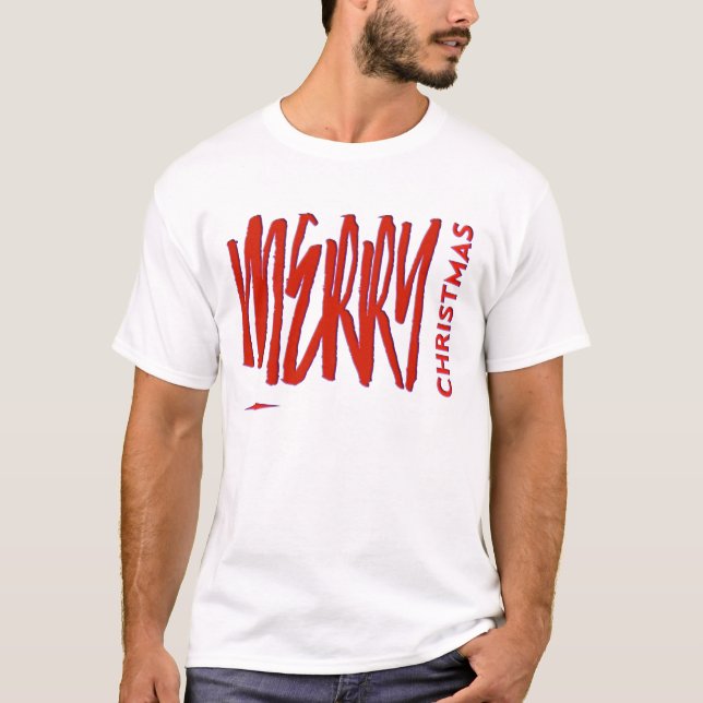 Wishing You A Merry Christmas Red Elegant Modern  T-Shirt (Front)
