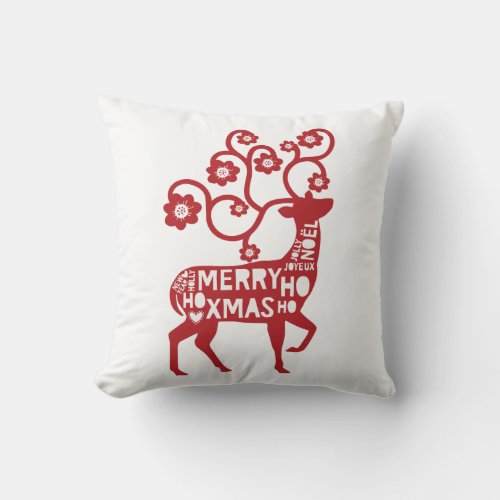 Wishing you a Merry Christmas Reindeer Throw Pillow